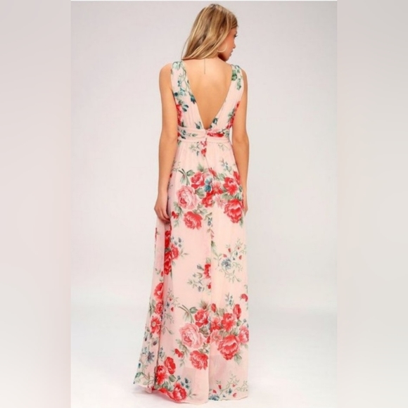 Lulus Garden Meandering Blush Floral Gown - Picture 3 of 6